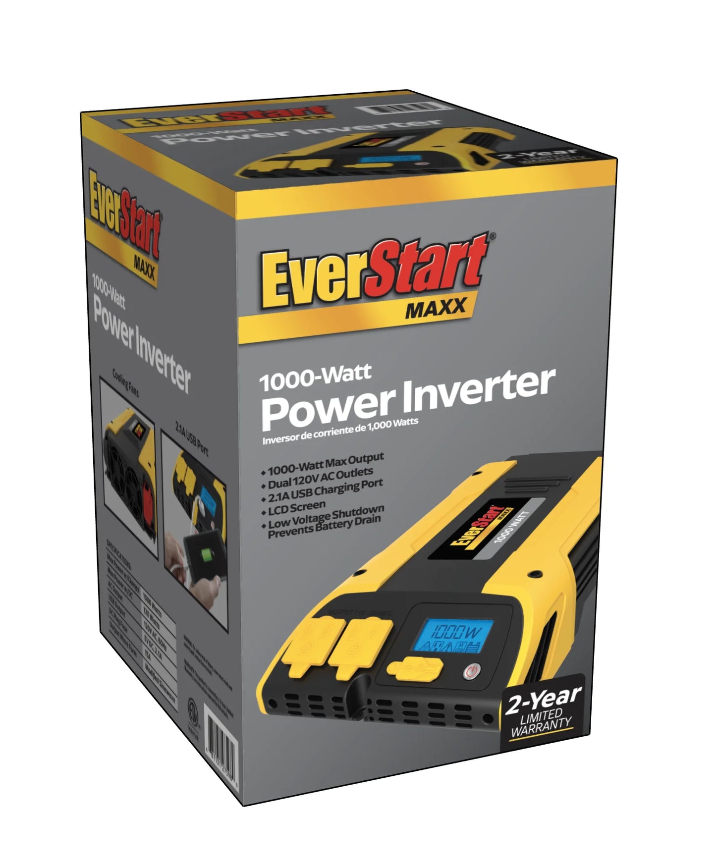 1000 Watt Power Inverter with USB (PC1000E) in Yellow and Black - New