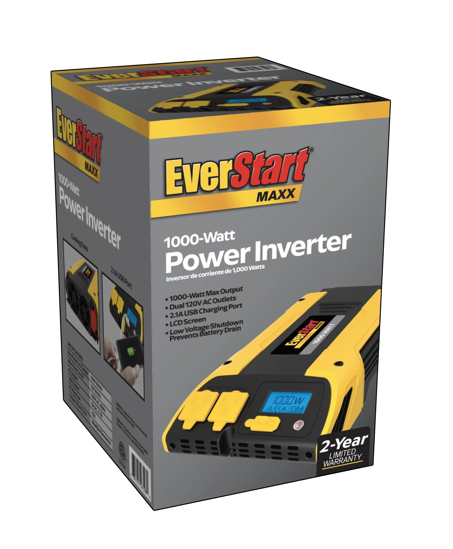 1000 Watt Power Inverter with USB (PC1000E) in Yellow and Black - New