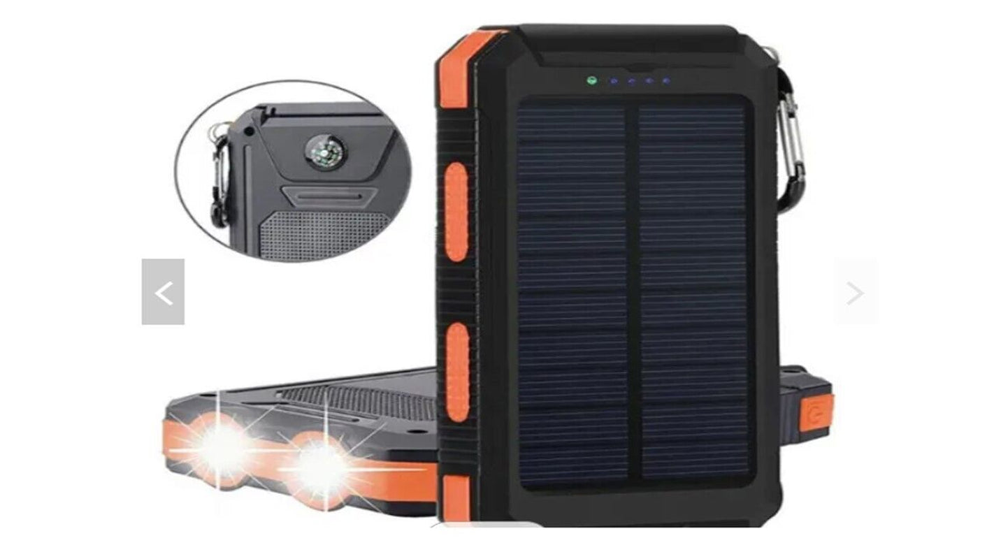 10,000 Mah Portable External Solar Power Bank for Phone Tablet Dual USB Port