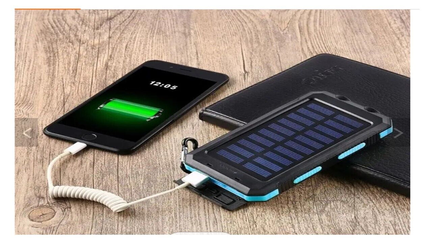 10,000 Mah Portable External Solar Power Bank for Phone Tablet Dual USB Port